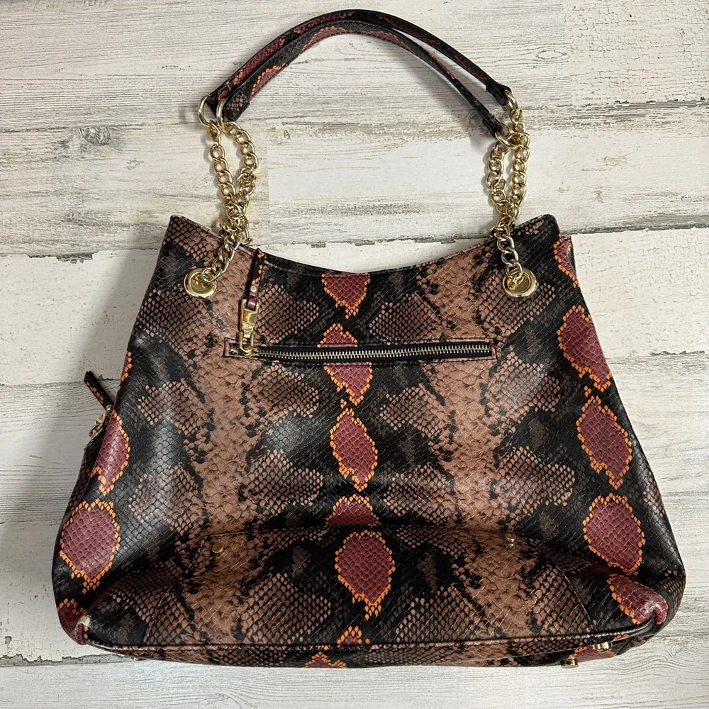 INC‎ International Concepts Snakeskin Print Bag Gold Chain Handle Strap Purse